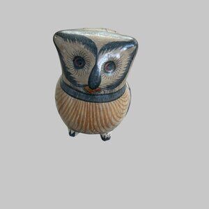 Tonala Vintage Mexican Folk Art Pottery Owl Hand Painted